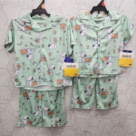 Nwt Family Look Peanuts Toddler Girls Easter Pajama Coat Sets Bundle, 2-Piece - Picture 1 of 9